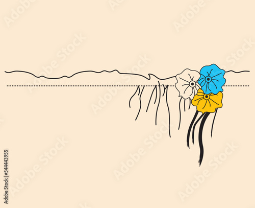 Vector Oriental motif of flowers. Original Floral design with of a woody vine with exotic flowers