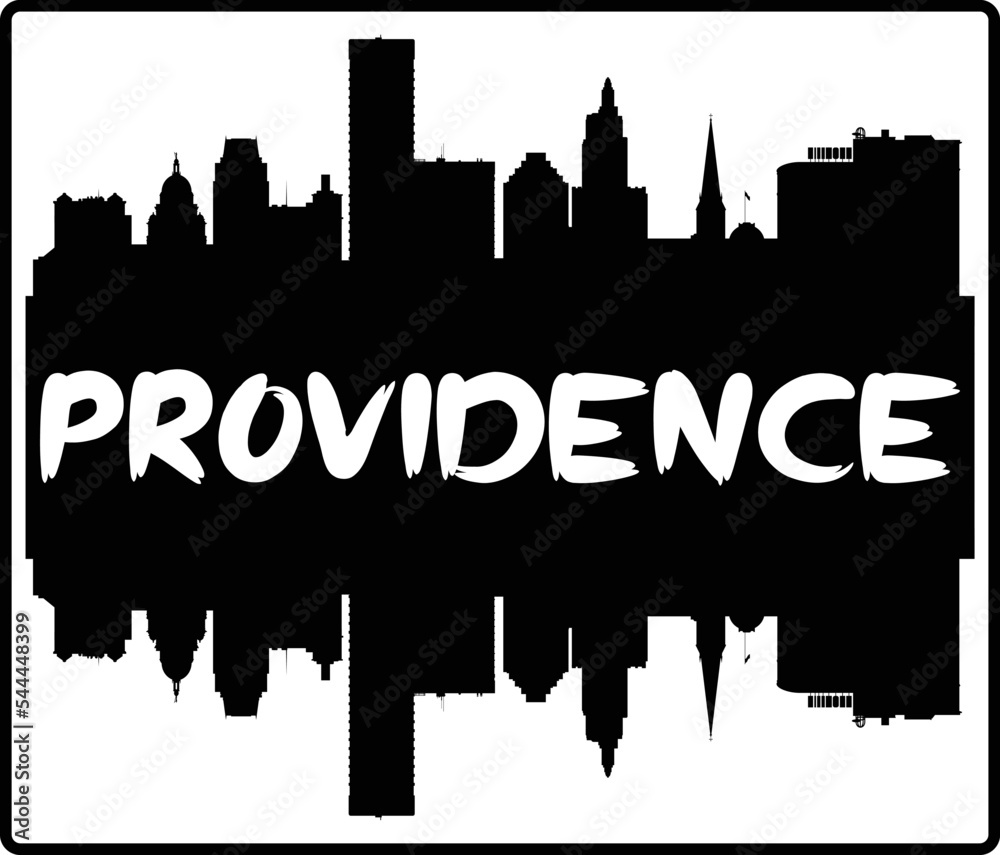 Providence Rhode Island USA Skyline Sunset Travel Souvenir Sticker Logo Badge Stamp Emblem Coat of Arms Vector Illustration EPS