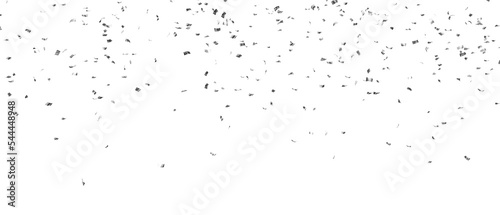 Falling shiny silver confetti isolated on transparent background. Bright festive tinsel