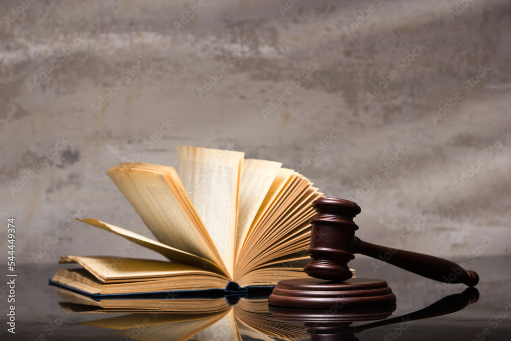 Law and justice concept. Mallet gavel of the judge, scales of justice, books. Copy space for text Law and justice concept. Mallet gavel of the judge, scales of justice, books. Copy space for text