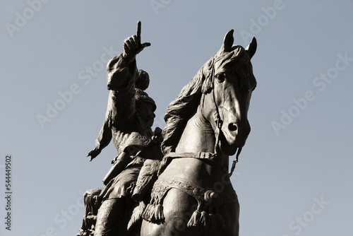 Close up of the statue of the General and Greek hero Theodoros Kolokotronis in Athens, Greece. photo