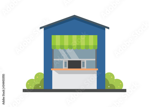 Shop building with opened servery window. Simple flat illustration. photo