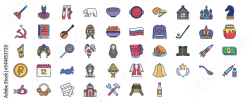 
Collection of icons related to Russia, including icons like Pancakes, Hokey and more. vector illustrations, Pixel Perfect set
