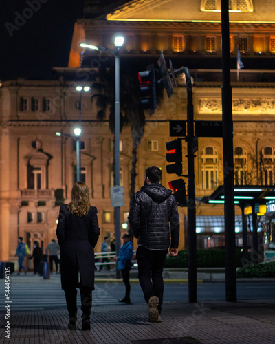 people walking at night Buenos Aires