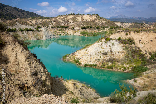 Panoramic view of the Algeciras reservoir in Librilla, Region of Murcia on a bright and colorful day photo