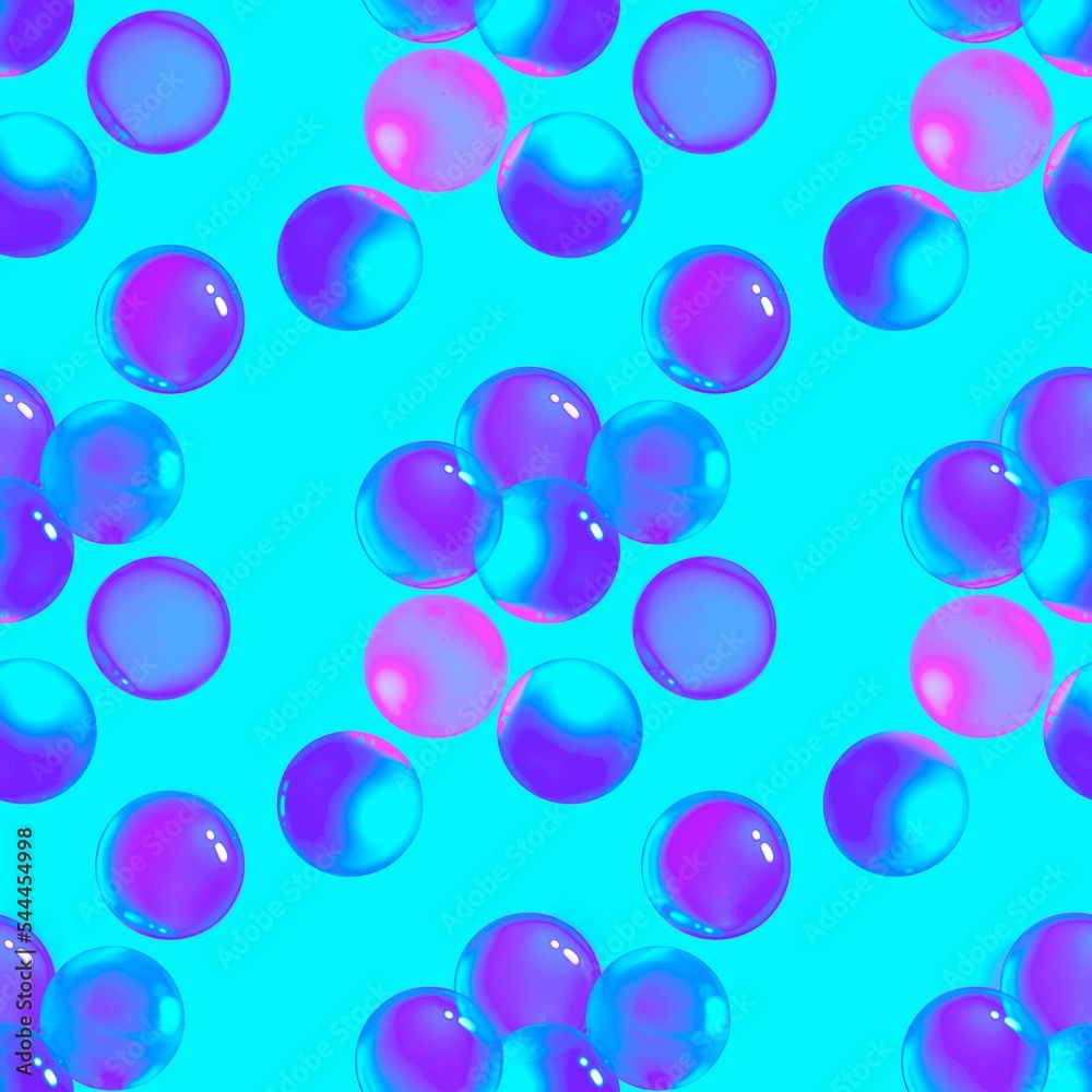  Seamless pattern an artful colorful background with bubbles. Abstract background. Holographic floating liquid blobs, soap bubbles, metaballs.