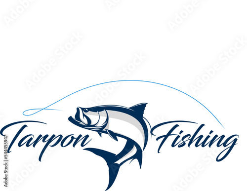 Tarpon Fishing logo Vector. Unique and fresh tarpon fish jumping out of the water. Great to use as your tarpon fishing activity.  photo