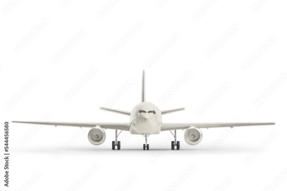 Front view studio shot of a white airplane Front view studio shot of a white airplane