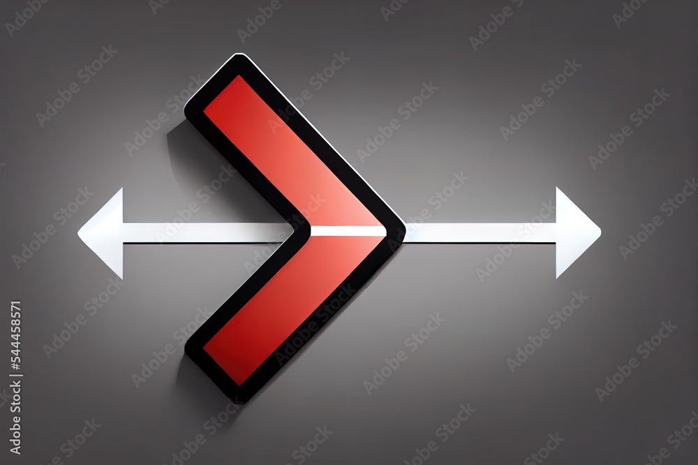 Red Arrow Left Pointing Red Arrow With A Black Outline Isolated On White Room For Text