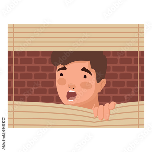 man spying in window