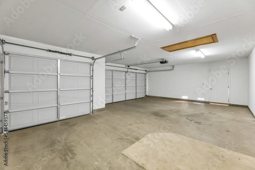Residental garage with lighting