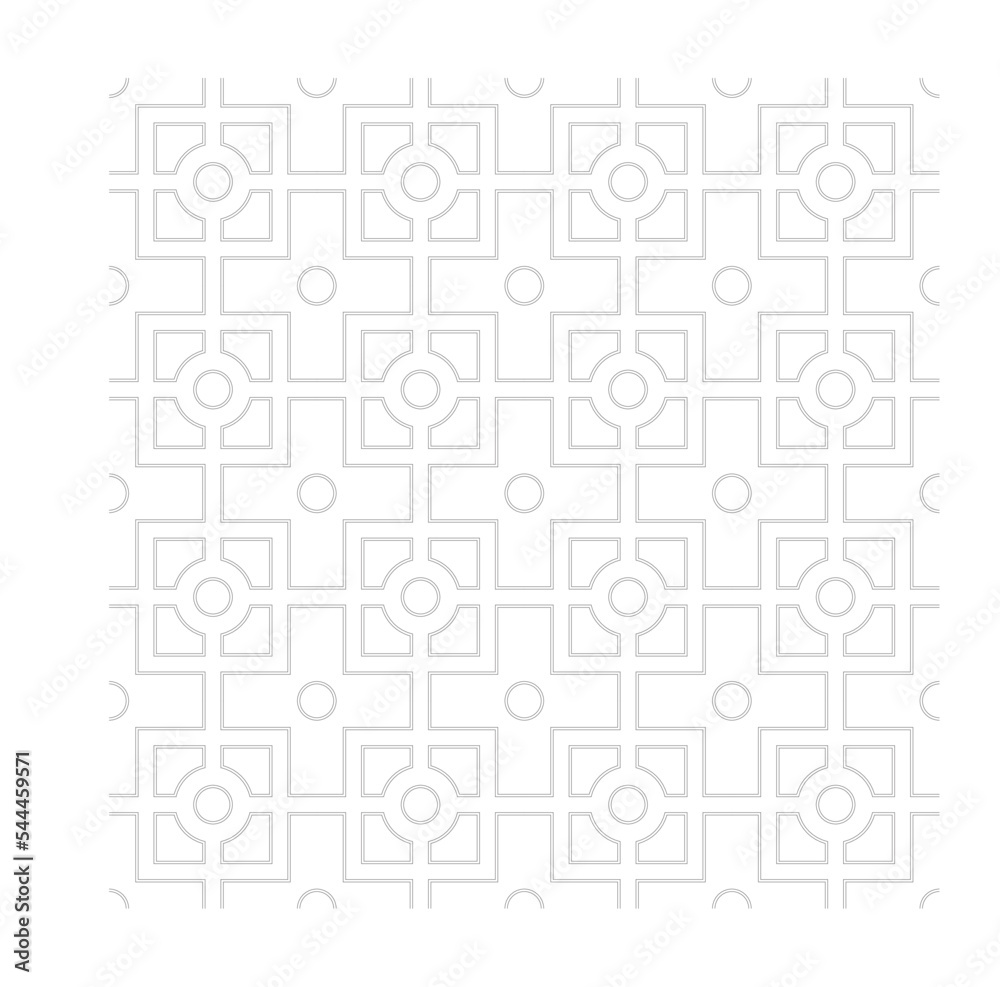 Repeated geometry pattern in 2D form drawn with CAD. Black line and white background.