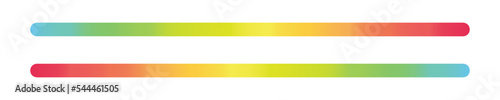 Colorful horizontal slider bar templates for different level indicator tools. Vector cartoon illustration isolated on white background.