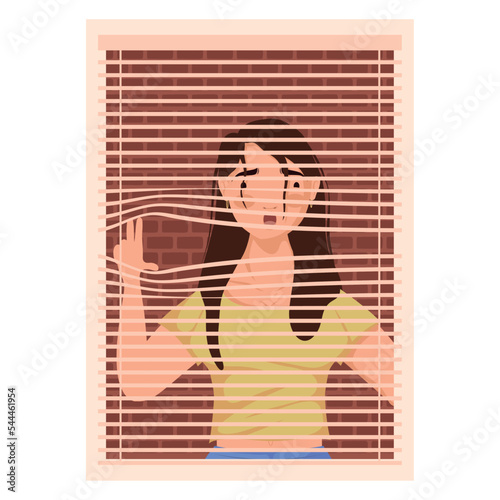woman spying in window