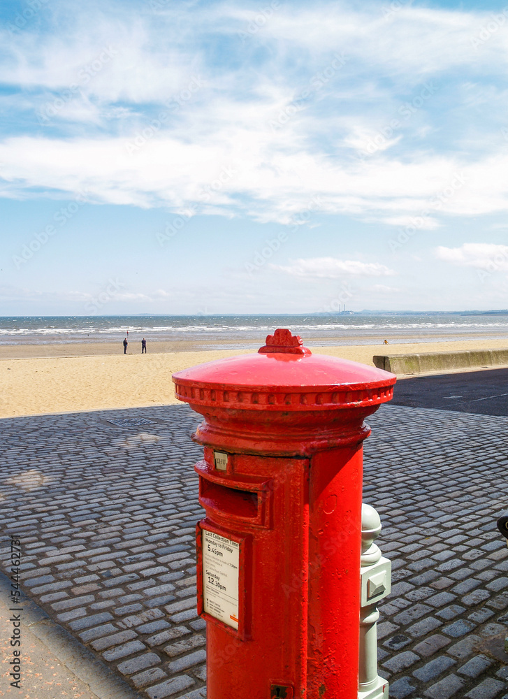 Traditional red pillbox, or British post box Traditional red pillbox, or British post box