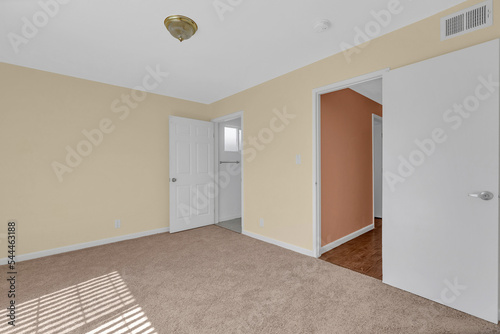 Bedroom with carpet and walls