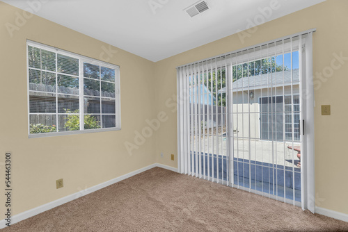 Bedroom with carpet and walls