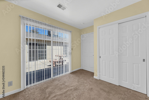 Bedroom with carpet and walls