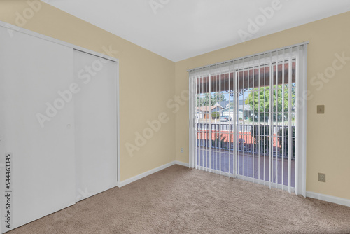 Bedroom with carpet and walls