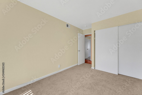 Bedroom with carpet and walls