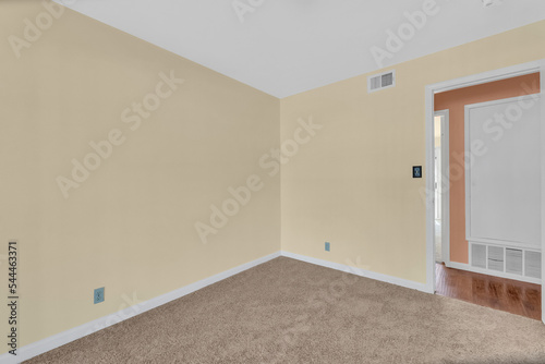 Bedroom with carpet and walls