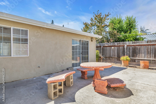 Backyard with bench and