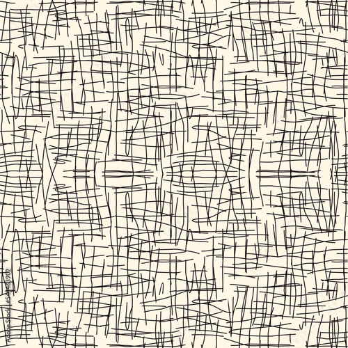 Scribble broken lines seamless surface pattern. Scrawl doodle print. Cross hatching texture. Distressed freehand sketch