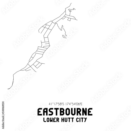 Eastbourne  Lower Hutt City  New Zealand. Minimalistic road map with black and white lines