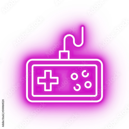 Neon pink controller icon, retro game controller on transparent background