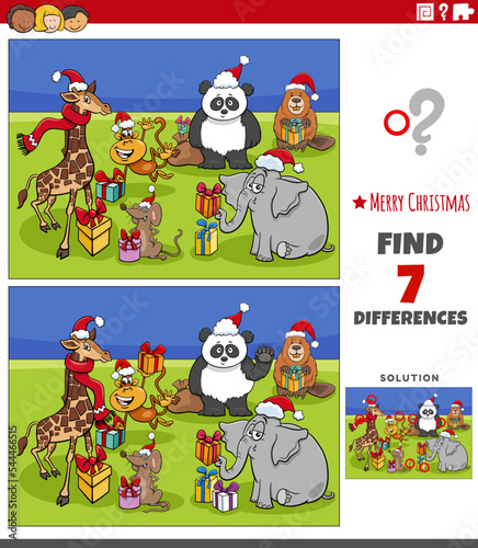 differences activity with animal characters on Christmas time