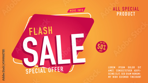 Promotional Banner Discount Flash Sales Template. Background for Sales Promotion. Vector Illustration.