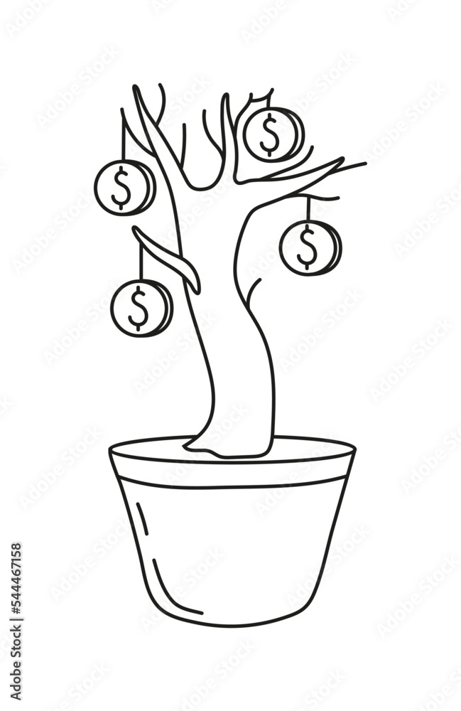 Money tree icon in doodle style. Financial expert help, planning strategy, income growth vector ui stories. Money tree icon in doodle style. Financial expert help, planning strategy, income growth vector ui stories.