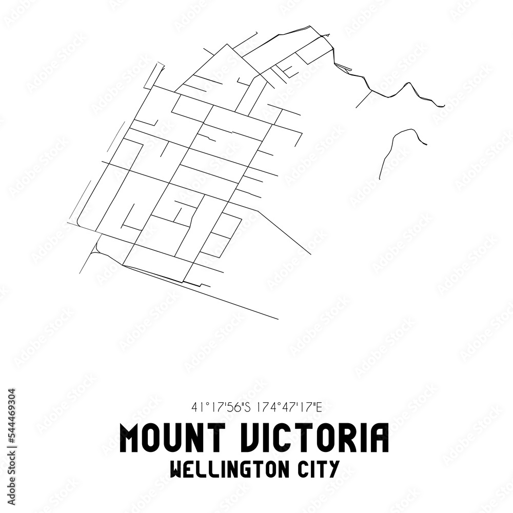 Mount Victoria, Wellington City, New Zealand. Minimalistic road map