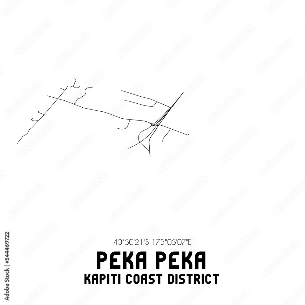 Peka Peka, Kapiti Coast District, New Zealand. Minimalistic road map
