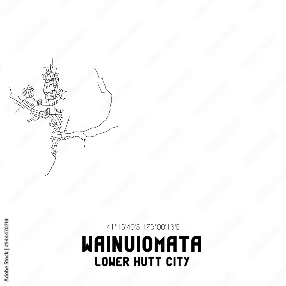 Wainuiomata, Lower Hutt City, New Zealand. Minimalistic road map with