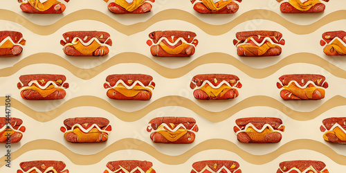 Hotdogs seamless pattern background