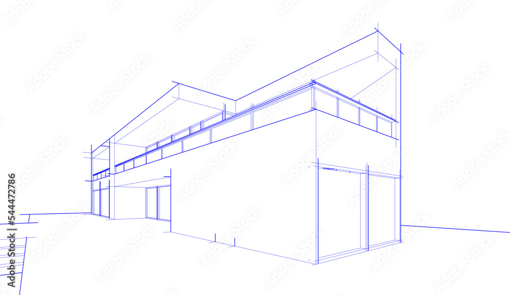 Architectural drawing of modern house vector illustration Architectural drawing of modern house vector illustration