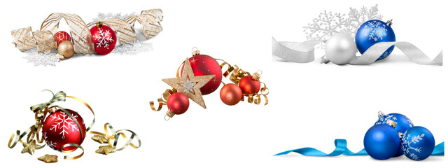 Christmas balls collection. for christmas decoration.transparent background.