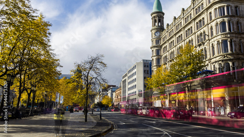 Local bus trough Belfast city centre, long exposure.