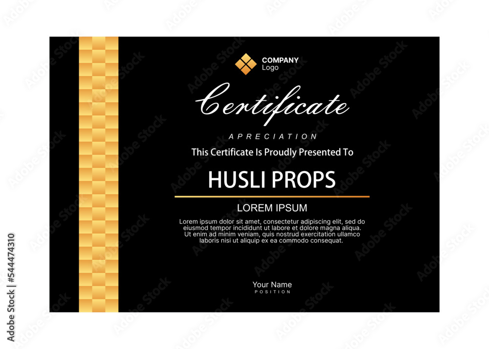 Black And Gold Luxury Certificate Template for your businesss