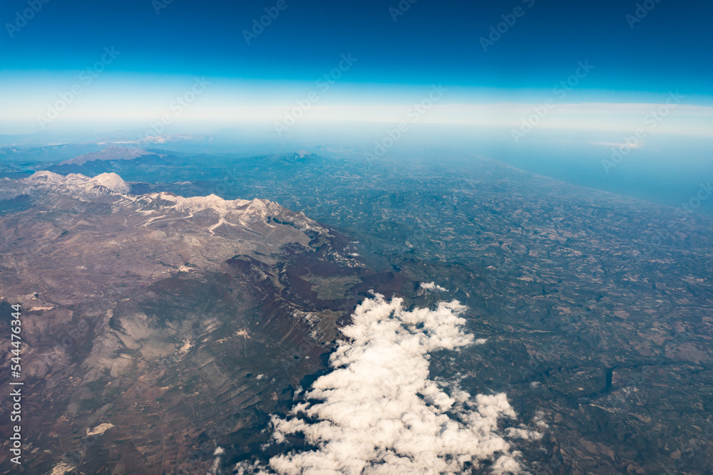 View from a airplane window at 35.000 feet high View from a airplane window at 35.000 feet high