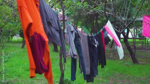 Makeshift Clothesline in Slums 4K