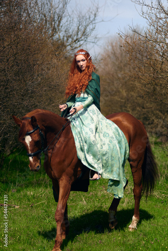 forest elf girl with a horse
