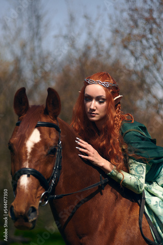 forest elf girl with a horse