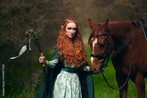 Fényképezés forest elf girl with a horse