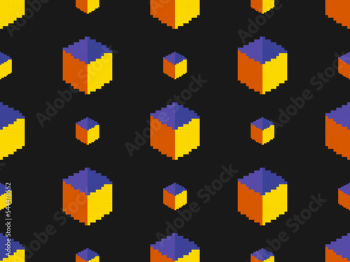 Geometrie cartoon character seamless pattern on black background