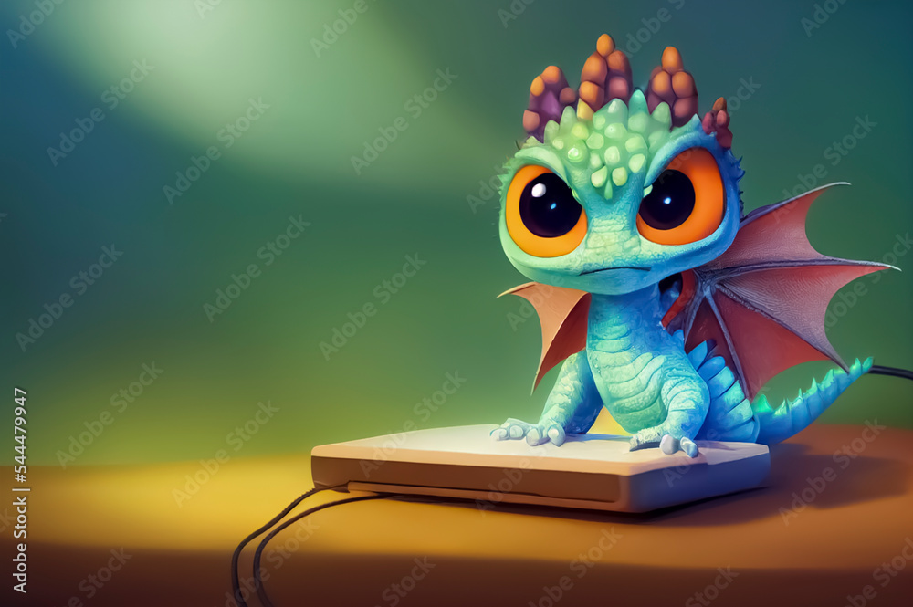 baby dragon on a book