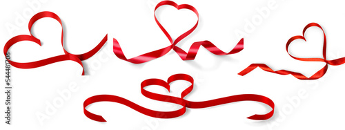 Hart Ribbon collection.red hart ribbon on transparent background.harts shape ribbon  for decoration.