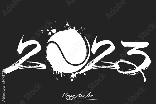 Happy New Year 2023 and tennis ball
