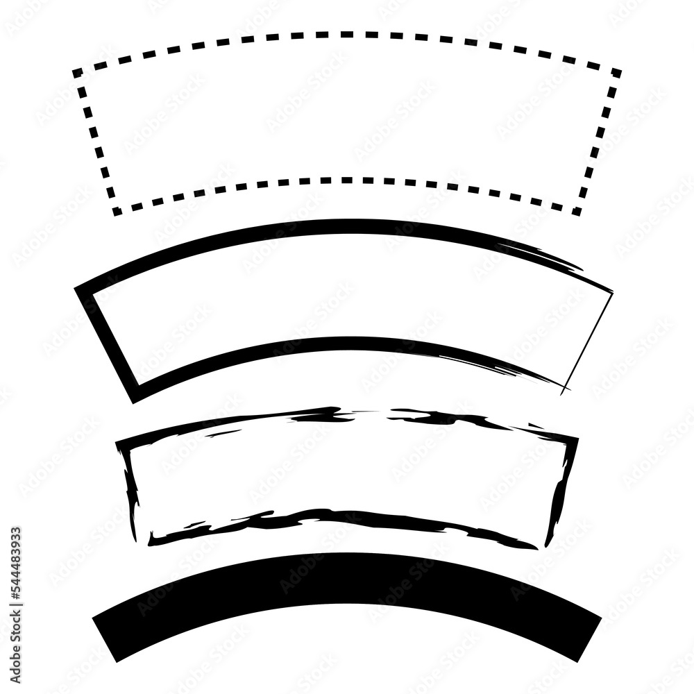 Rectangles arc for decorative design. frame set. Vintage line art set with black rectangles arc. Vector illustration. Stock image. 